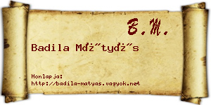 Badila Mátyás névjegykártya