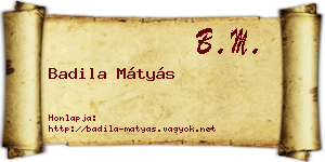 Badila Mátyás névjegykártya